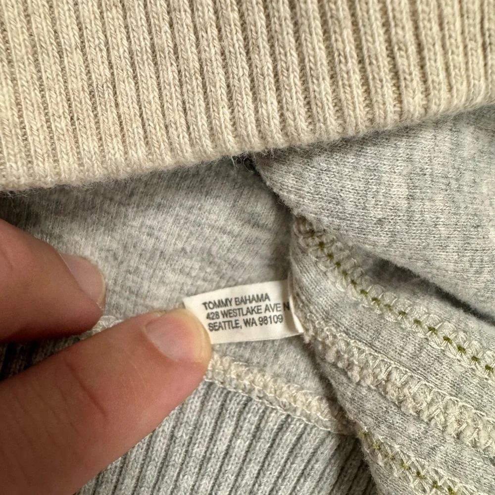 Tommy Bahama Quarter Zip Pullover Sweater Oatmeal Beige Men’s Large - Picture 3 of 7